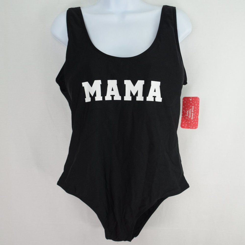 Brand Pat Pat, Size XL, Solid Black Color Suit With White Writing, Cut Out Back.